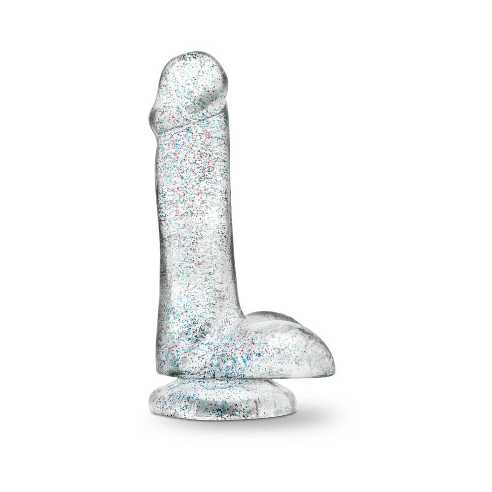 CB - X - Naturally Yours 6 inch Clear Sparkling Glitter Realistic Dildo with Balls
