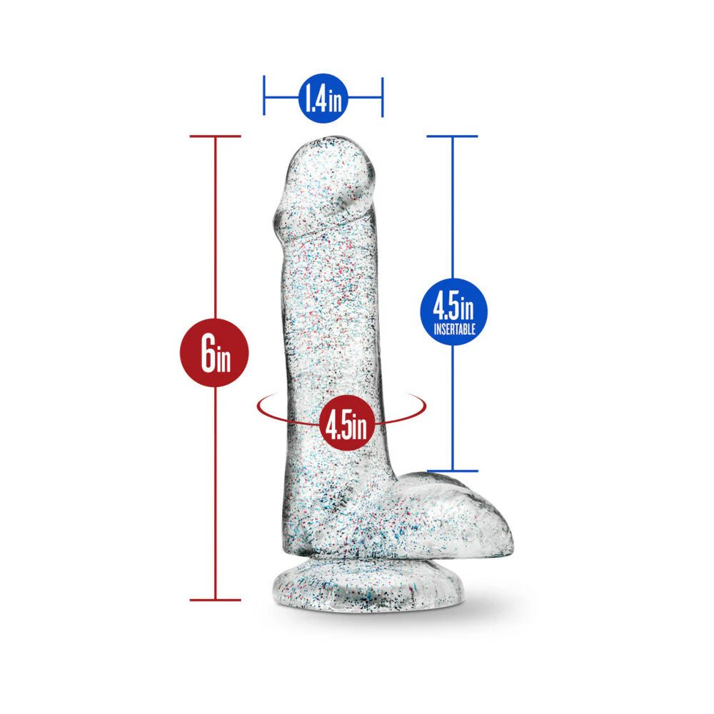 CB - X - Naturally Yours 6 inch Clear Sparkling Glitter Realistic Dildo with Balls