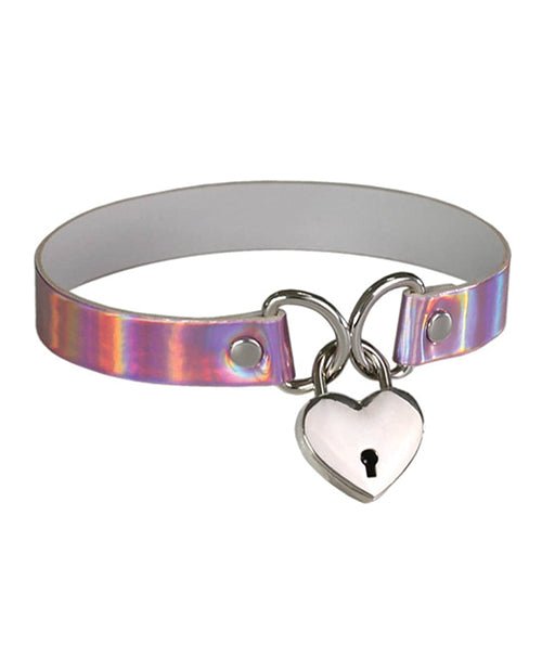 CB-X - Ple'sur Holographic PVC Collar With Heart Lock & Key