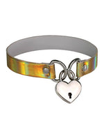 CB - X - Ple'sur PVC Collar With Heart Lock & Key - Holographic Colors
