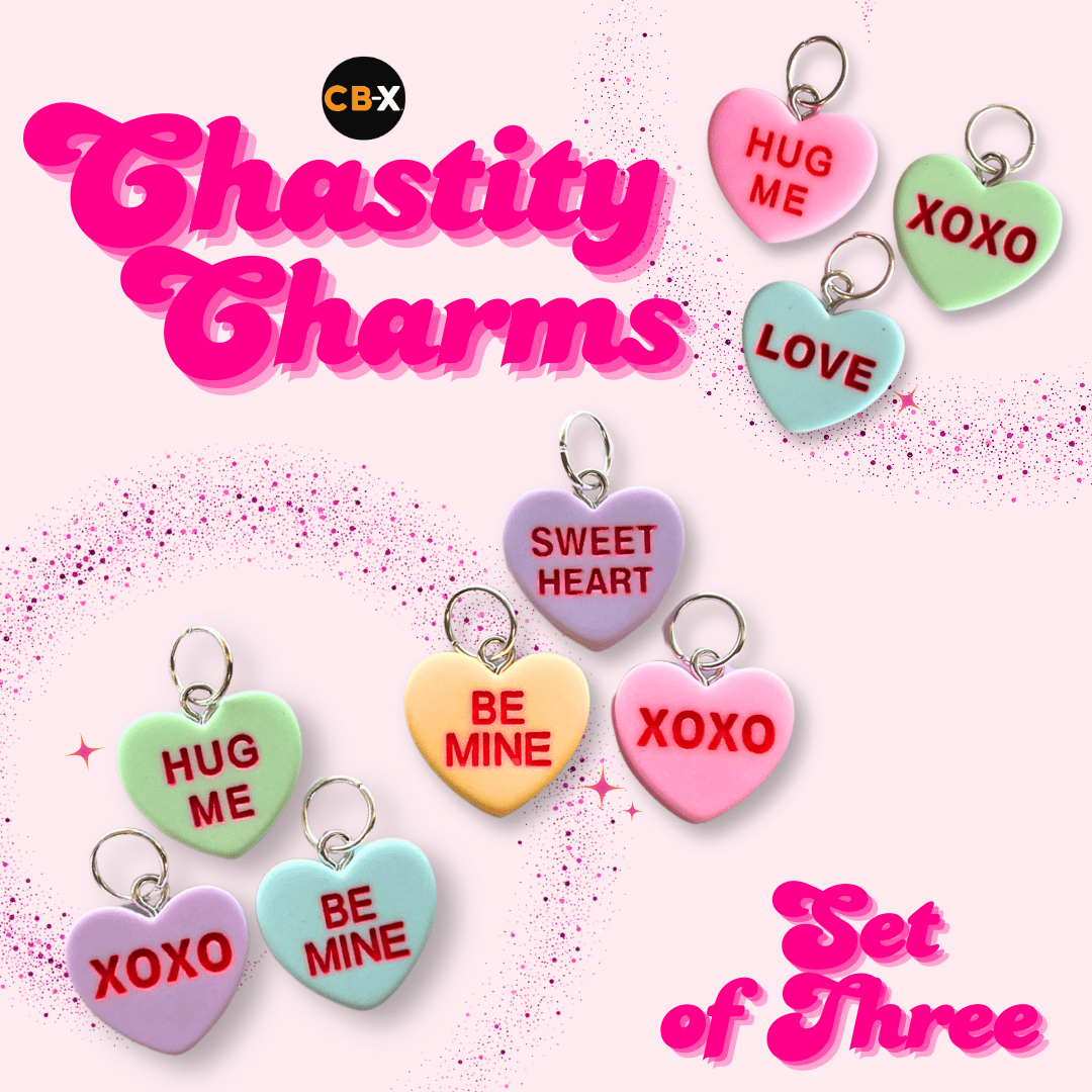 CB - X - Valentine's Day Conversation Heart Chastity Cage Charms - Pack of 3