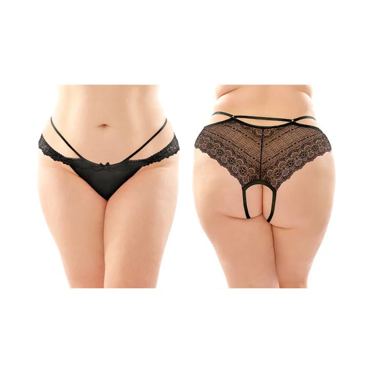 CB - X - Fantasy Lingerie Posey Lace/Microfiber Crotchless Panty - Pack of 6