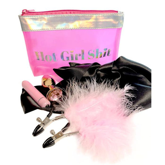 Hot Girl Shit Travel Pouch with 4-Piece Kinky Accessories Kit