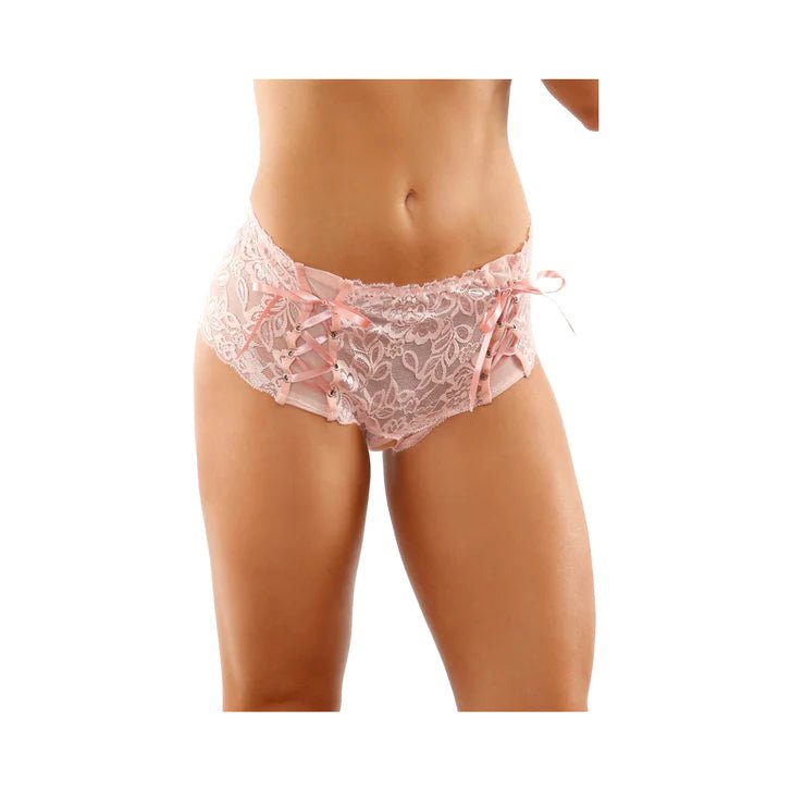Magnolia Crotchless Lace Boyshort Panties - Three Colors