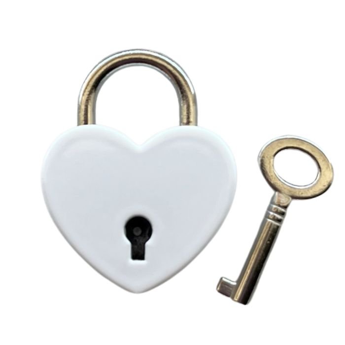 CB - X - Mini Heart Padlock - White