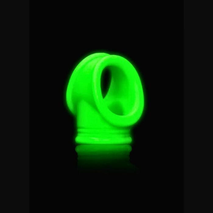 Ouch! Glow-in-the-Dark Neon Green Cockring & Ball Sling