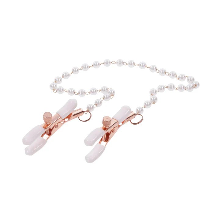 CB - X - Sex & Mischief Peaches 'n CreaMe Rose Gold Pearl Nipple Clamps