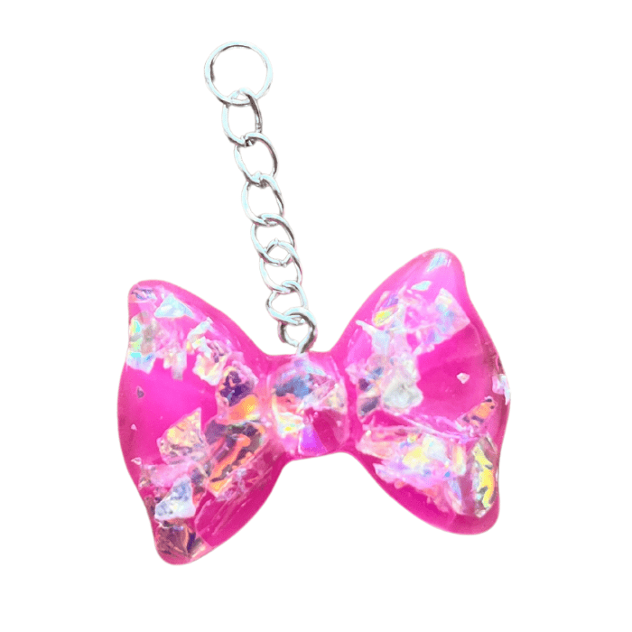 Sparkly Pink Bow Chastity Cage Charm