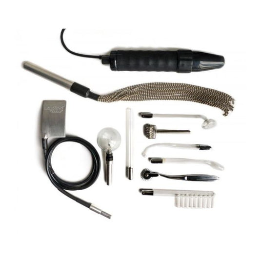 Kinklab Agent Noir Neon Wand Kit includes one Neon Wand with black handle and 10 interchangeable accessories