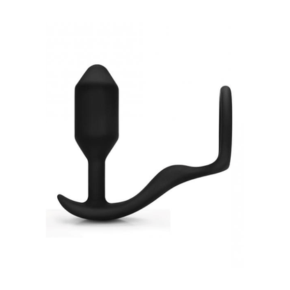 side view black b-vibe snug and tug with butt plug and attached cock ring