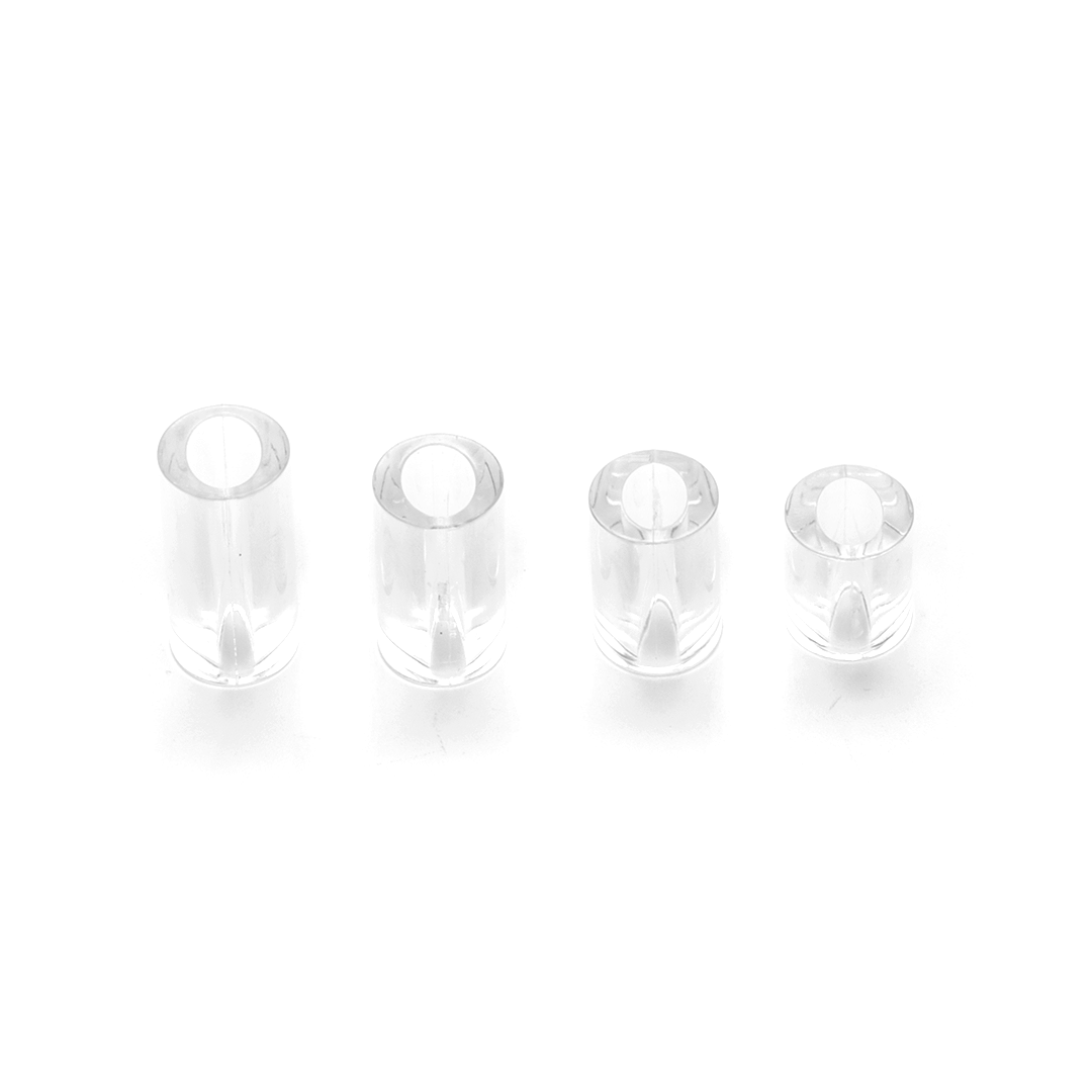 top view set of four clear spacers in four sizes