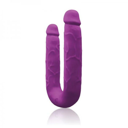 purple double ended silicone dildo with realistic penis veins and head on each end.