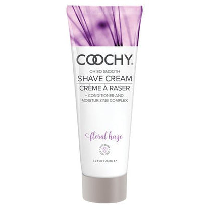 Coochy Shave Cream Floral Haze 7.2 oz squeeze bottle with black text and purple accents