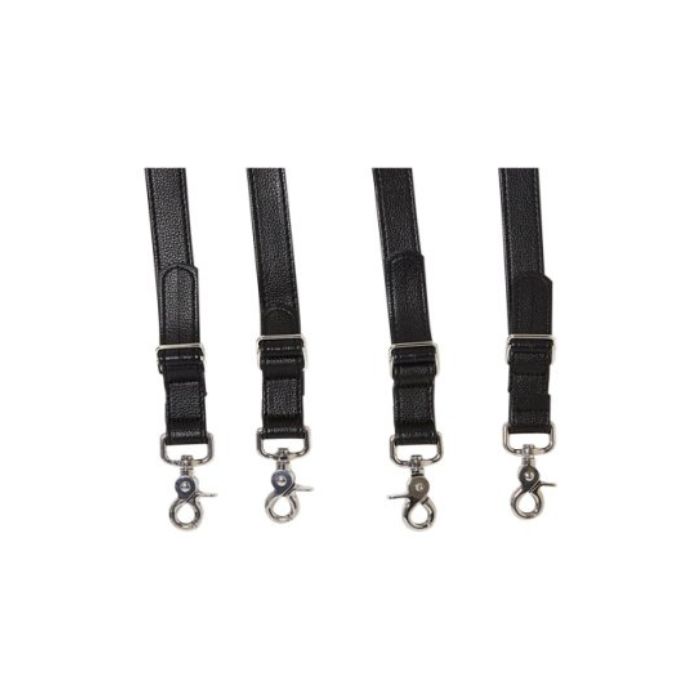four ends kinklab bound o round bed bondage straps with silver metal strap adjustors and clips