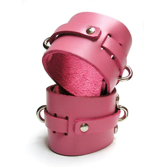 Kinklab Pink Bound Leather Ankle Cuffs