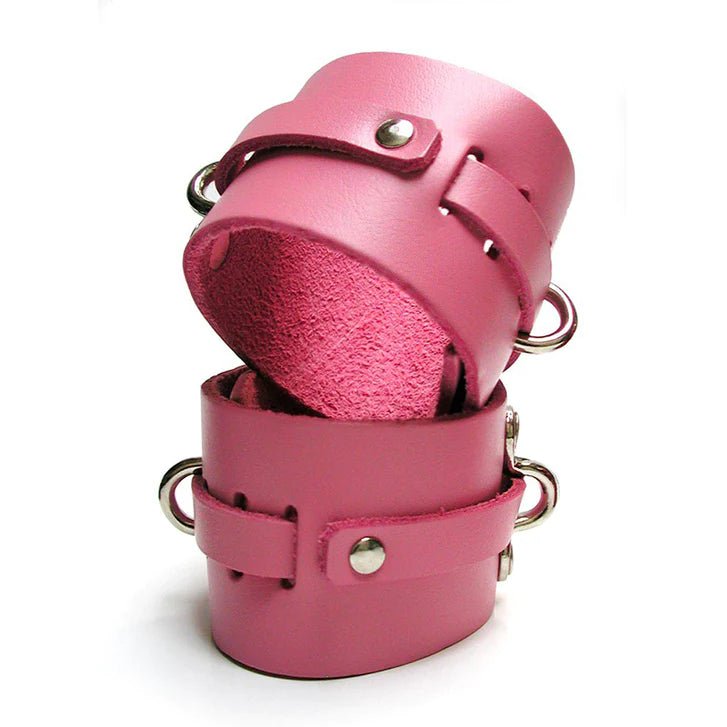 CB - X - Kinklab Pink Bound Leather Ankle Cuffs