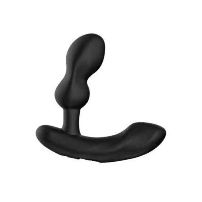 front view LOVENSE edge 2 black prostate massager with long tapered base and single button