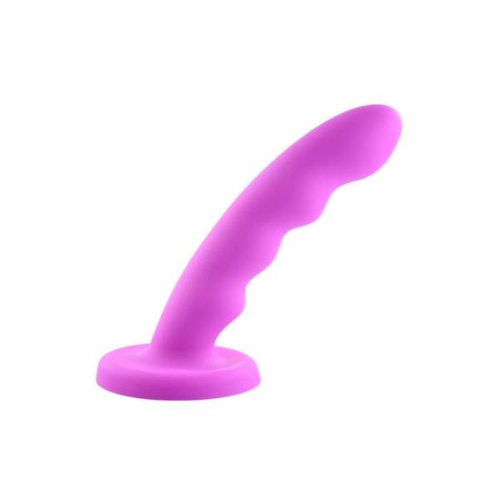 purple-pink Merge Nautia Suction Cup Silicone dildo with pleasure bump shaft.