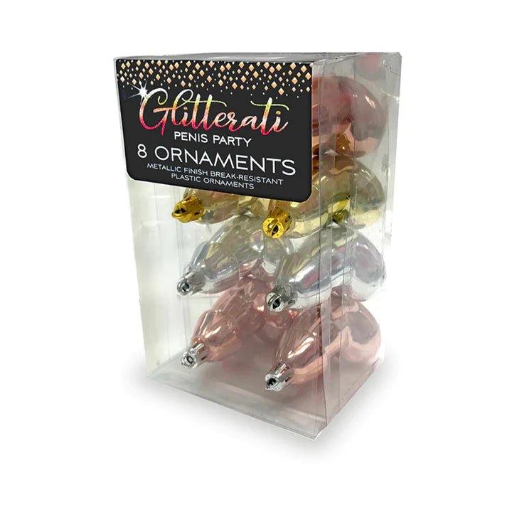 Metallic Penis Ornaments - 8 pack