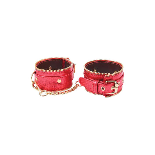 Nobu Fetish Red and Gold Padded Handcuffs