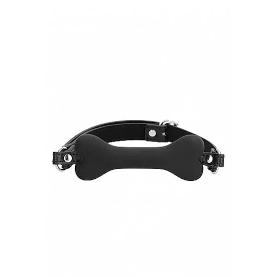 black neoprene collar with black bone shape
