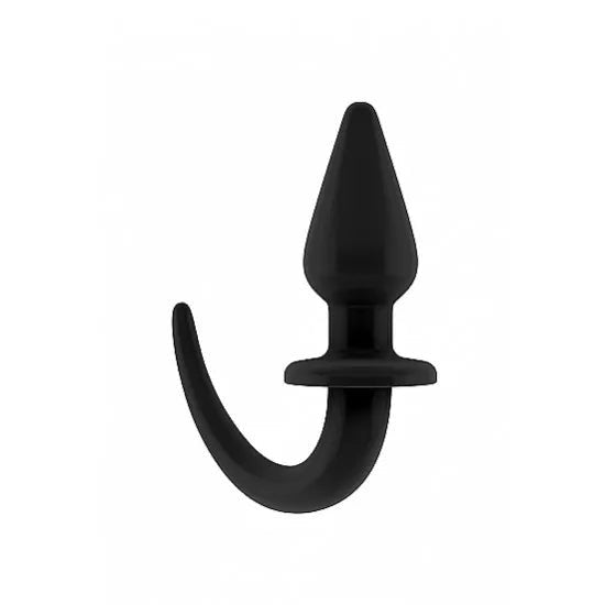 black silicone butt plug with short tail