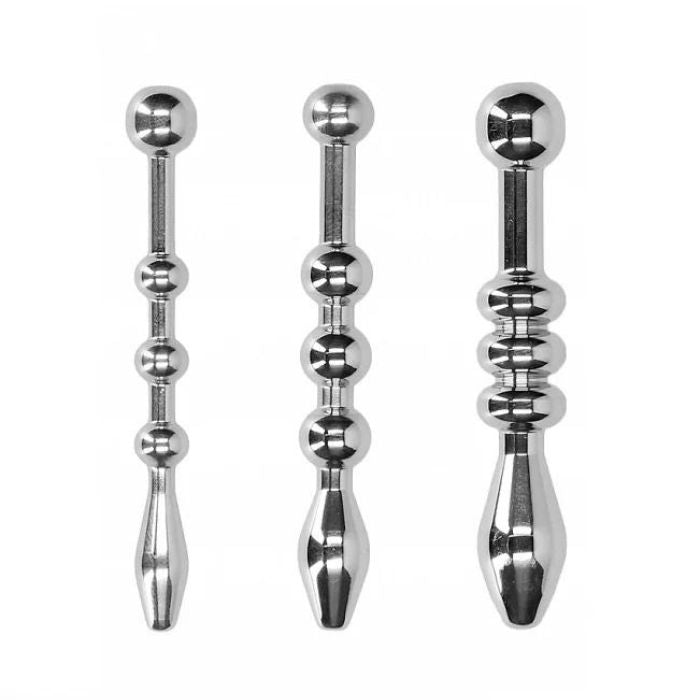 Ouch! Stainless Steel Beaded Urethral Sounds - Set of 3