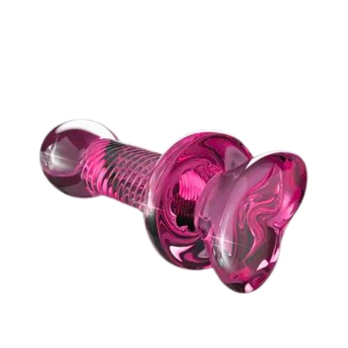Pipedream Pink Heart Ribbed Glass Anal Plug and Juicer CB-X Pipedream Pink Heart Ribbed Glass Anal Plug and Juicer CB-X
