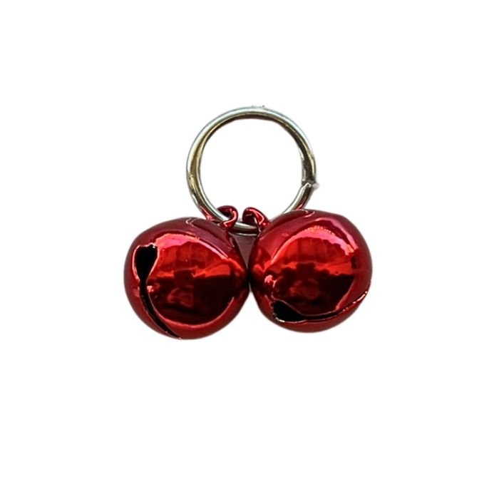 two red jingle bell on chrome o-ring