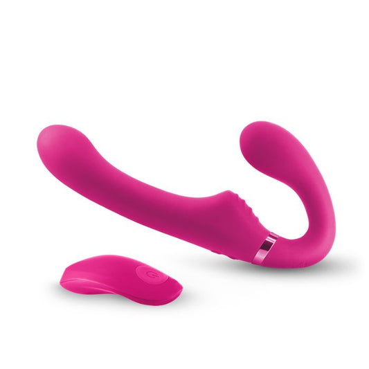 pink Shishi Midnight Rider Strapless Strap-on with pink single button remote