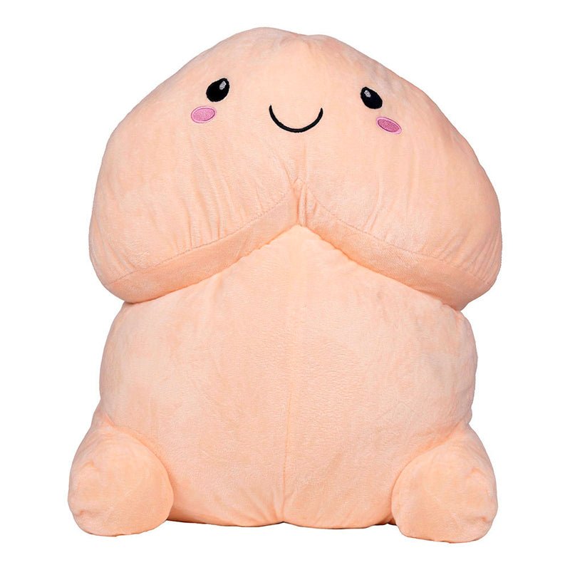 large Short Penis Beige Stuffy with black eyes, pink circle cheeks, and black smile