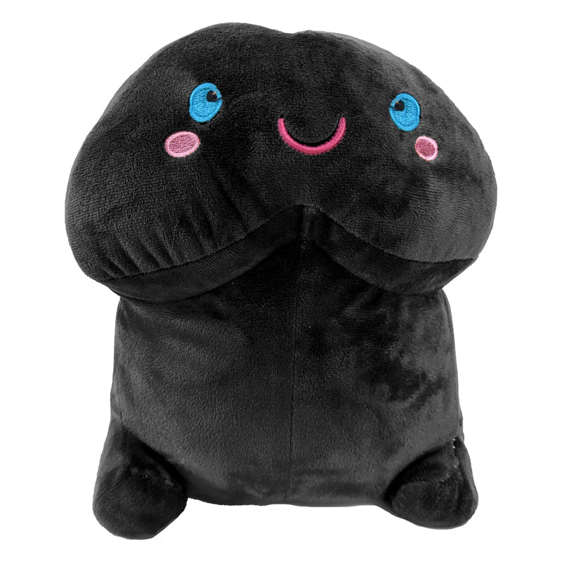 small large Short Penis Black Stuffy with blue eyes, pink circle cheeks and pink smile