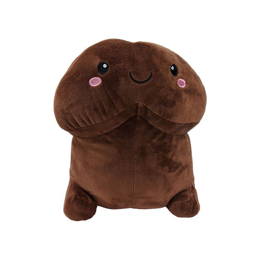small Short Penis brown Stuffy with black eyes, pink circle cheeks and dark brown smile