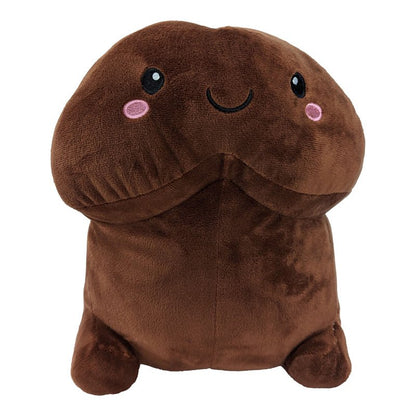 large Short Penis brown Stuffy with black eyes, pink circle cheeks and dark brown smile