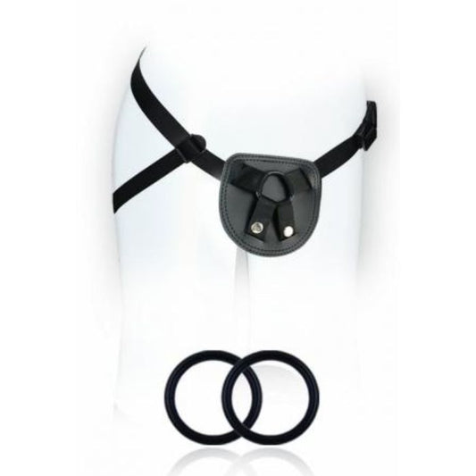 black SX For You Beginners Strap On Harness with two o-rings