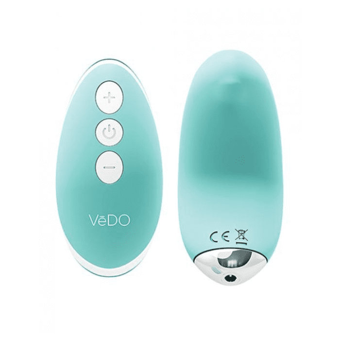 VeDO Niki teal Flexible Panty Vibe and teal remote with sliver buttons and silver accents