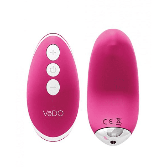 VeDO Niki pink Flexible Panty Vibe and pink remote with sliver buttons and silver accents